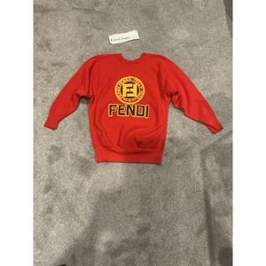 Vintage Bootleg Fendi Crewneck Red Man Size Medium